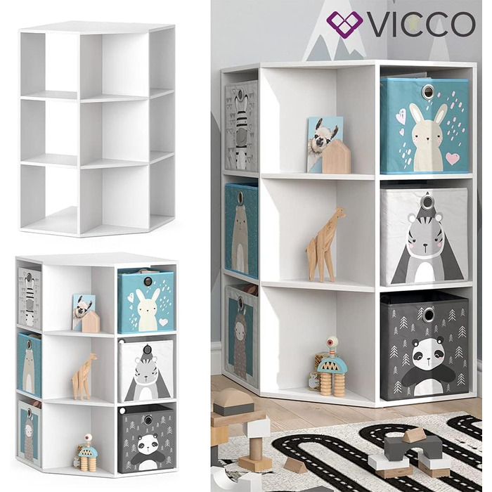 Дитяча книжкова полиця Vicco Luigi, біла, 64x107.8 см, без коробок для зберігання