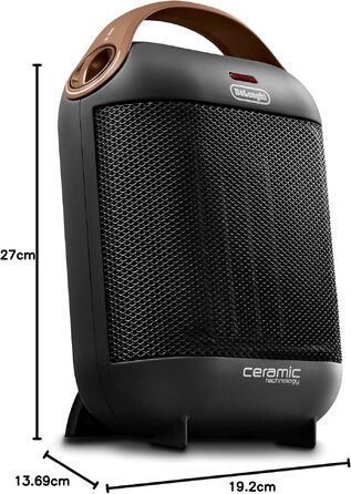 Керамічний обігрівач De'Longhi HFX30C18.AG, мобільний конвектор 1800 Вт, 2 рівні потужності, функція антифрост, сірий