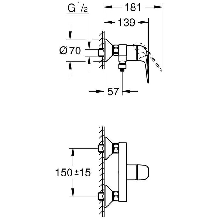 Змішувач для душу Grohe Swift, накладний, хром, з інструментом (24333001)