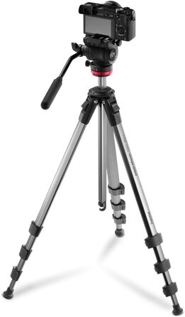 Відеоштатив Hama з флюїдною головкою для камери, смартфона і DSLR, алюмінієвий, легкий, 46–160 см, навантаження до 7 кг, з тримачем для телефону