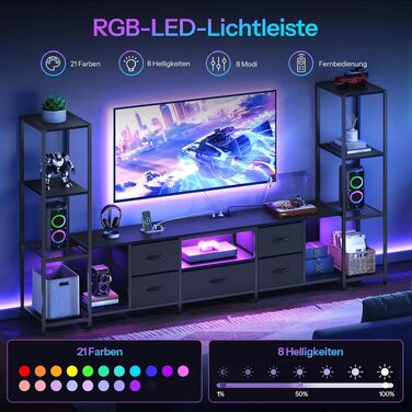 ТВ-тумба HOOBRO з LED-підсвіткою, низька підставка під телевізор до 75 дюймів, довжина 241 см