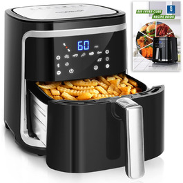 Aigostar Cube аерофритюрниця 7 л XXL, 1900 Вт, 7 програм, LED-екран, без олії, для 6-10 осіб, чорна