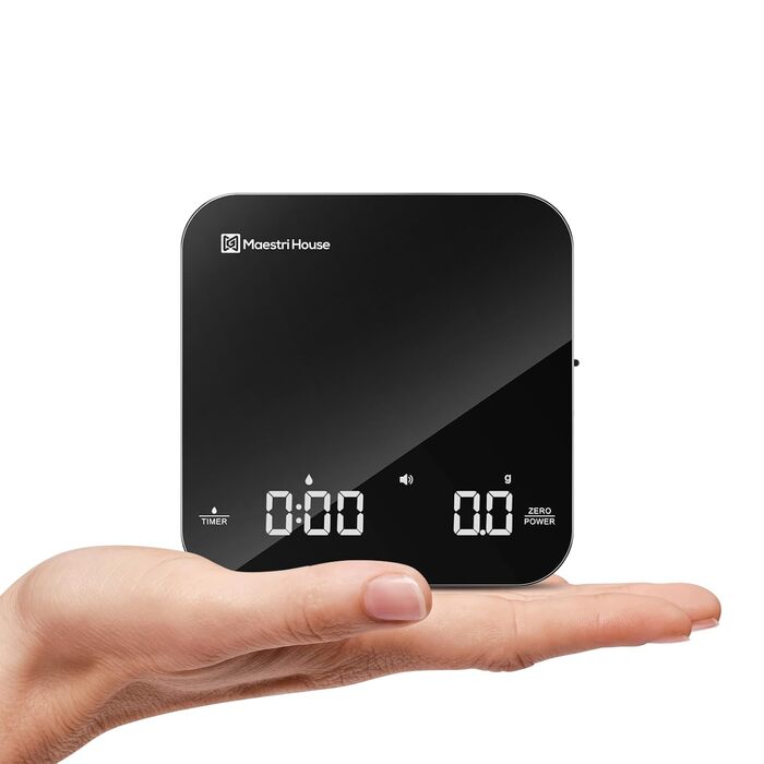 Таймерна вага для еспресо та пуроверу Maestri House Mini-Kaffeewaage 2кг/0.1г, чорна - портативні кухонні ваги з автоматичним вимірюванням часу