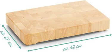 Дошка для нарізання Zeller 24801 з каучукового дерева, 42x27x5,5 см, бежева