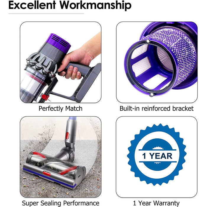 Набір з 3 фільтрів для пилососа Dyson Gen5 Detect/Outsize, змінні HEPA фільтри для бездротових пилососів Dyson SV23, SV24, Gen5 Detect Fluffy