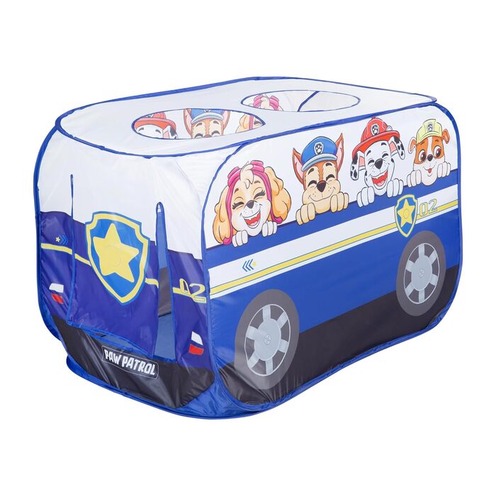 Дитячий ігровий намет Pop-Up Paw Patrol у формі авто, для дому та вулиці, синьо-білий, автоматичне складання, roba