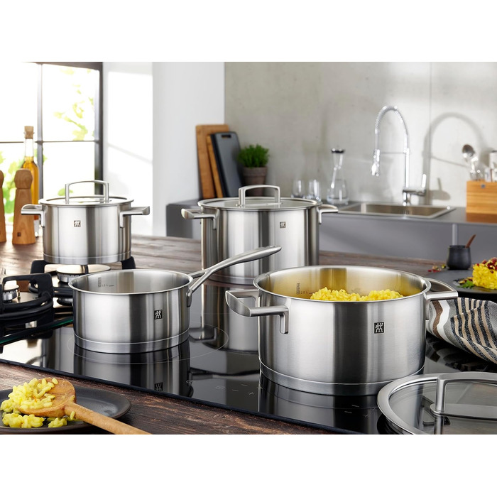 Набір каструль ZWILLING Quadro, 5 предметів, нержавіюча сталь, склокришки, індукційні, без покриття