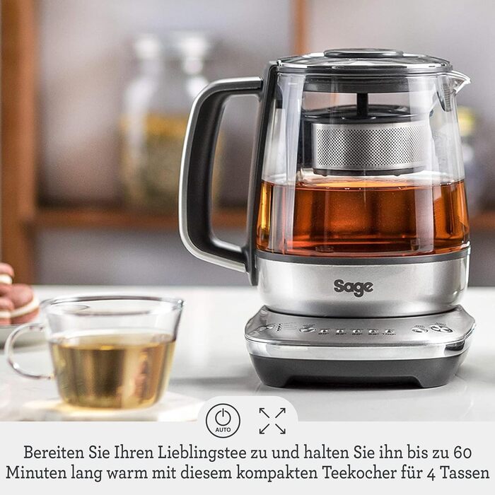 Чайник Sage The Tea Maker Compact, 1 л, скло, копчений гікорі
