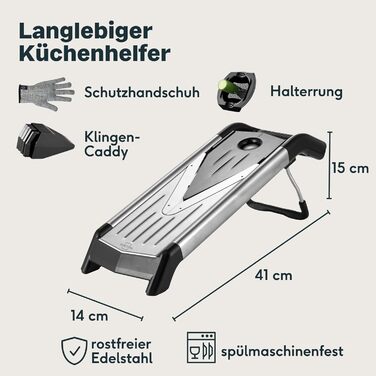 Mandoline для нарізки овочів Silberthal V-подібна з насадками - гостра клинка, компактне зберігання