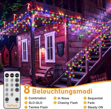 Світлодіодна гірлянда-дождик HeiPard для вулиці 12.15м, 486 LED, 8 режимів роботи з таймером, багатоколірна