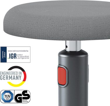 Ергономічний стілець Leitz Active Ergo Cosy, регульований по висоті 46-79 см, сірий, офісний стілець-стілець для сидіння і стояння, 65180089
