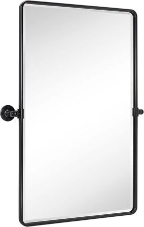 Дзеркало для ванної кімнати TEHOME 61x50.8 см, поворотне, матовий чорний, прямокутне, з металевим каркасом