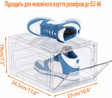 Прозорі пластикові коробки для взуття HOMIDEC, 12 шт., стійкі, з кришкою, для зберігання взуття до 46 розміру: туфлі, чоботи, кросівки