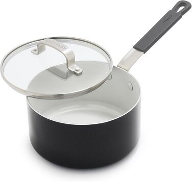 Набір посуду GreenPan x Bobby Flay 13 предметів: професійний алюміній, керамічне антипригарне покриття без PFAS/PFOA, індукційний, силіконовий ручка, безпечний для миття в посудомийній машині (каструля 2.53 л з кришкою, сірий (Графіт//Nature's Deligh