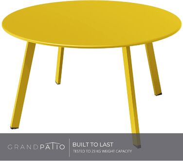 Стіл Grand Patio для балкона та саду, журнальний, універсальний, металевий, для дому та офісу, жовтий