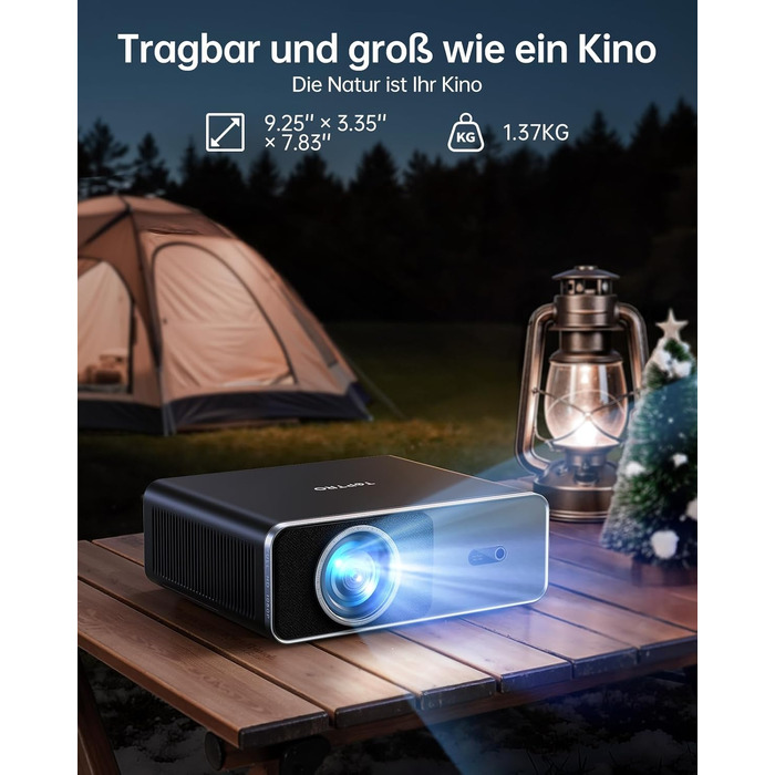 Smart проектор TOPTRO 4K HDR10 WiFi 6 Bluetooth: Dolby Audio, 1000 ANSI лм, Автофокус, Трапецеїдальна корекція 6D, Підтримка Netflix, Чорний