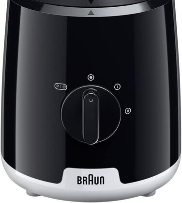 Блендер стаціонарний Braun PowerBlend 1 JB1050WH 600 Вт, скляна колба 1.5 л, чорний - для смузі, подрібнення льоду та приготування пюре