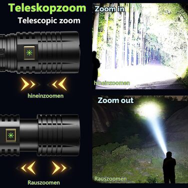 ASORT LED ліхтар 30000 люмен, надяскравий, з бічним COB-світлом, акумуляторний Type-C, водонепроникний IPX67, тактичний, 9 режимів, з магнітом для кемпінгу, туризму та екстрених ситуацій Beta B1