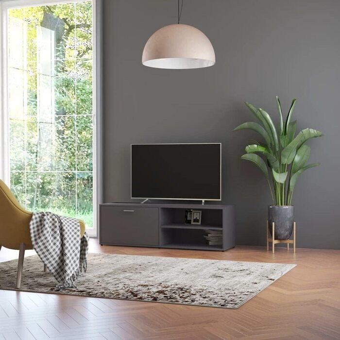 vidaXL ТВ тумба з дверцятами та полицями, сіра, 120x34x37 см, ДСП