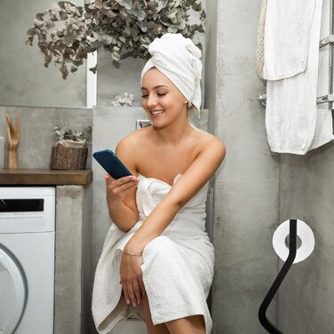 WC-гарнітур Relaxdays: тримач для туалетного паперу та щітка, чорний, 75x18,5x18,5 см, підлоговий
