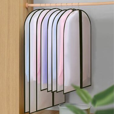 Комплект GoMaihe з 12 довгих чохлів для одягу, 60x120/100 см, чорний кант, прозорі, для костюмів, вечірніх та весільних суконь, пальт, сорочок, захист від молі, водонепроникні, багаторазові