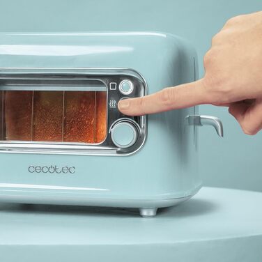 Тостер Cecotec RetroVision Blue вертикальний, 700 Вт, 2 слоти, ретро-дизайн, автоматичне вимкнення
