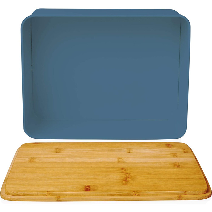 Хлібниця Lumaland Cuisine металева з бамбуковою кришкою 30,5x23,5x14 см, 2в1 контейнер для хліба та дошка для нарізання, світло-сіра