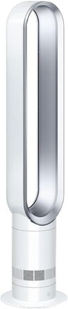 Dyson Cool AM07 Тихий турбовентилятор 100 см з пультом, енергозберігаючий, 9 годин таймер, для спальні, 10 швидкостей, білий/сріблястий