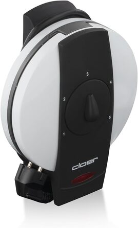Вафельниця Cloer 1621 для класичних вафель-сердець, 930 Вт, 15,5 см, плавне регулювання підсмажування, біла, метал