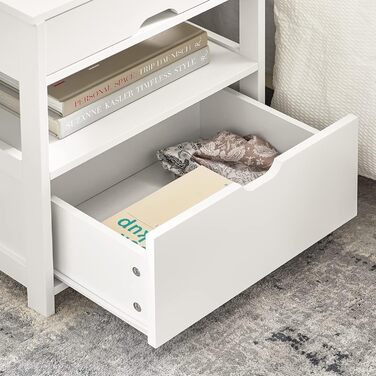 Тумба приліжкова SoBuy FRG258-W з 2 шухлядами і 2 полицями, 45x55x38 см, біла