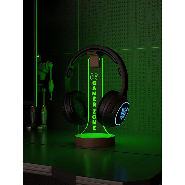 Підставка для навушників YuanDian Gamer Zone з підсвіткою RGB, дерев'яний тримач для геймерських навушників, 16 кольорів для декору ігрової кімнати, подарунок геймеру