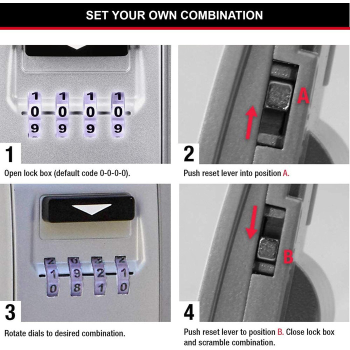 Сейф-контейнер для ключів Master Lock з настінним кріпленням, вуличний, з підсвічуванням кодових коліс, 12.6 x 7.2 x 5.2 см