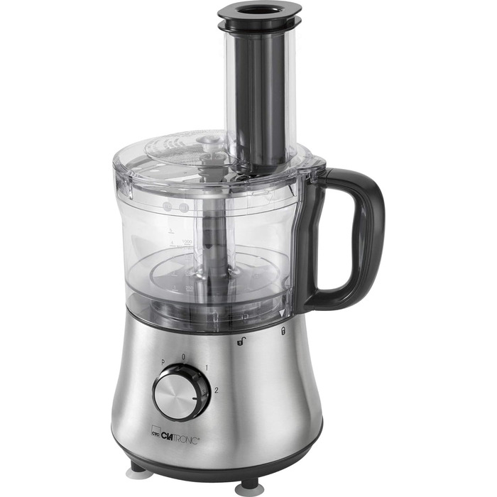 Кухонний комбайн Clatronic KM 3646, 500 Вт, 4 швидкості, нержавіюча сталь, міксер 1,5 л, подрібнювач 1,0 л, для нарізки та терки