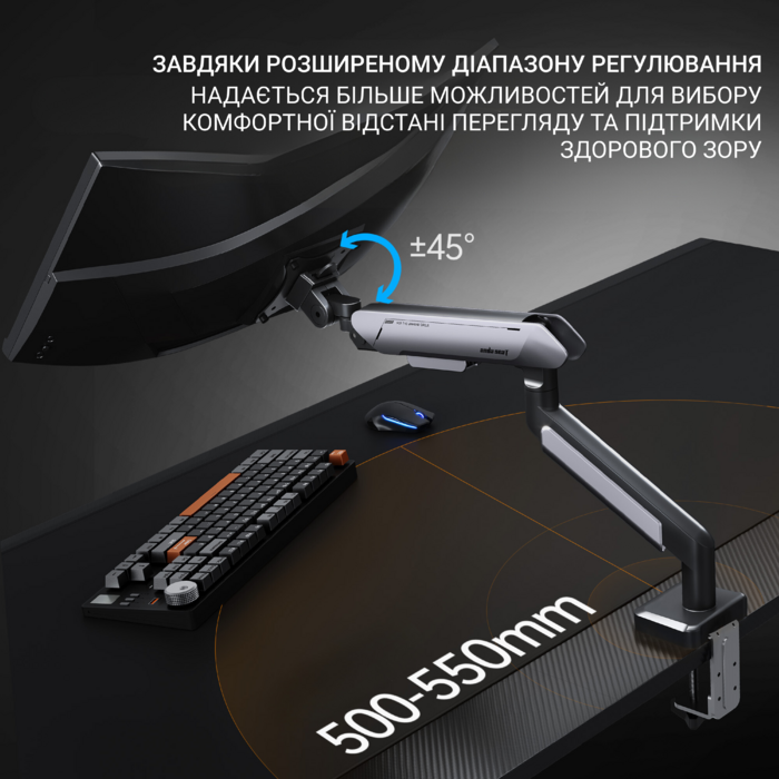 Настільне кріплення для монітора Anda Seat Stealth PRO II 17’’-42’’ White&Gray