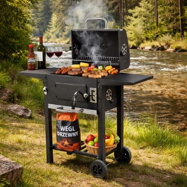 Садовий вугільний гриль BBQ XXL з кришкою, попільничкою, регулятором та термометром