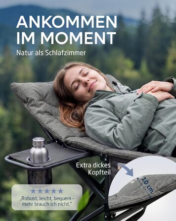 Ліжко кемпінгове розкладне NORDMUT® з матрацом, до 200 кг - сіре, для дому, саду та кемпінгу