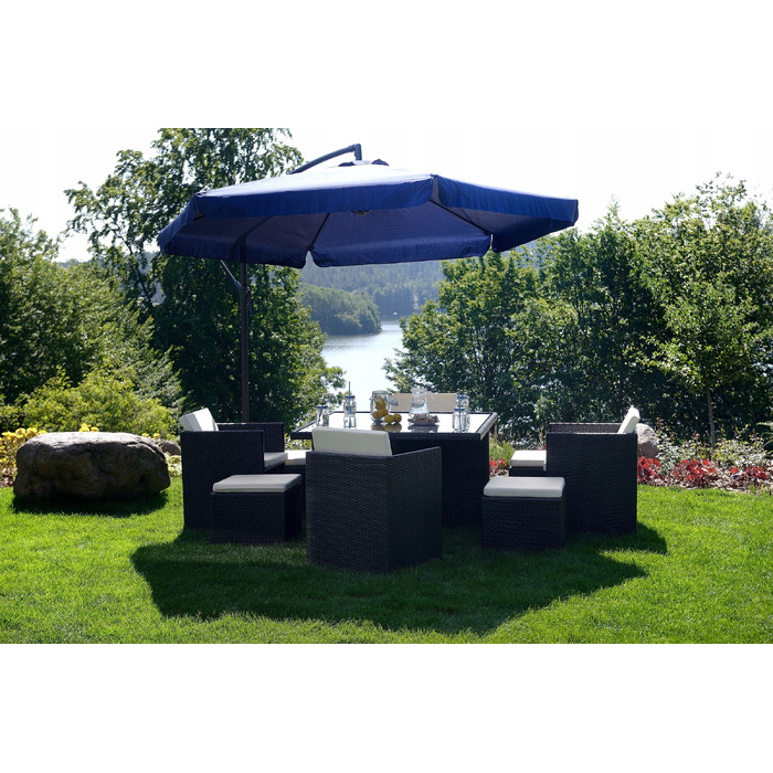 Садова парасолька з консоллю Funfit Garden, синя, 350 x 250 см