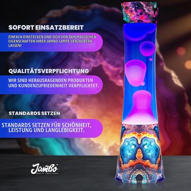 Рідка лампа-нічник Jambo Amber Crystal Decal Liquid Motion Lamp з ефектом бурління (фіолетова рідина, жовтий віск), 39 см