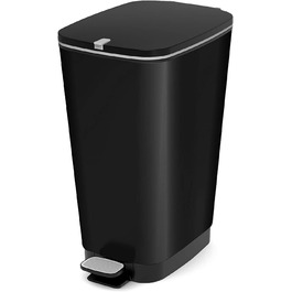 Сміттєвий бак CURVER KIS Chic Bin Style 45 л з педаллю та кришкою, металевий чорний, з тримачем для пакетів