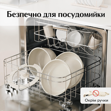 Набір керамічного посуду Redchef для кемпінгу, 5 предметів, знімна ручка, без PTFE/PFAS/PFOA, компактний, для індукції та посудомийки, бежевий