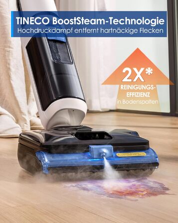 Tineco Floor One S6 Stretch Steam: Волого-сухий пилосос для твердих підлог з функцією пари, 22000 Па, Anti-Tangle, Flashdry 85°C, 50 хв роботи, для шерсті тварин