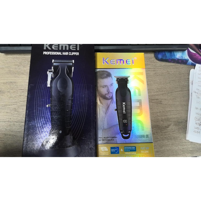 Професійний набір тримерів і машинок для стрижки KEMEI, електричний T-Blade тример для чоловіків, перукарські ножиці, 11 насадок, акумуляторний, для сім'ї, модель 2293+2296 чорний