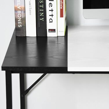 Письмовий стіл з полицями FurnitureR 120x60x74 см, дерев'яний та металевий, для дому, офісу, вітальні, індустріальний стиль, чорно-коричневий