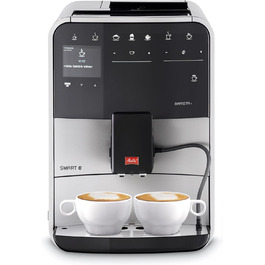 Кавомашина Melitta Barista T Smart з капучинатором, автоматична кавоварка з млинком, для еспресо та капучино, керування через додаток, чорна/срібляста