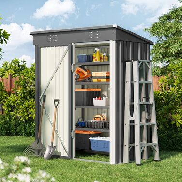 Металевий сарай для інструментів Bealife 180x162x95 см, сталевий садовий шоп, вуличний склад, дачний будиночок для двору, тераси, газону (Сірий)