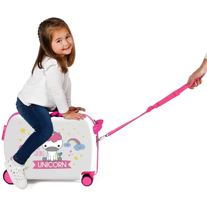 Дитяча валіза Roll Road Little Me, Єдиноріг, біла, 50x38x20 см, ABS-пластик, 34 л, 4 колеса, кодовий замок