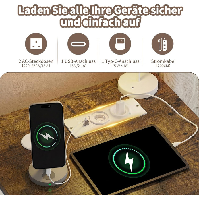 Кутовий комп'ютерний стіл L-подібний JUMMICO з 4 ящиками, розетками та USB, 140x80 см (Коричневий) для дому та геймінгу