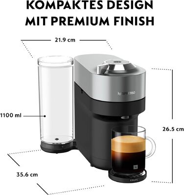 Кавомашина Nespresso Krups Vertuo Pop XN930T Титан 560 мл, капсульна, автоматичне розпізнавання капсул, 4 розміри чашок