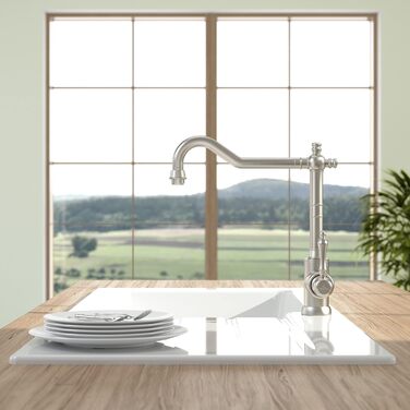 Змішувач кухонний Villeroy & Boch Avia 2.0 з керамічним картриджем, поворотний на 360°, економний, нержавіюча сталь, для низького тиску, висота виливу 235 мм