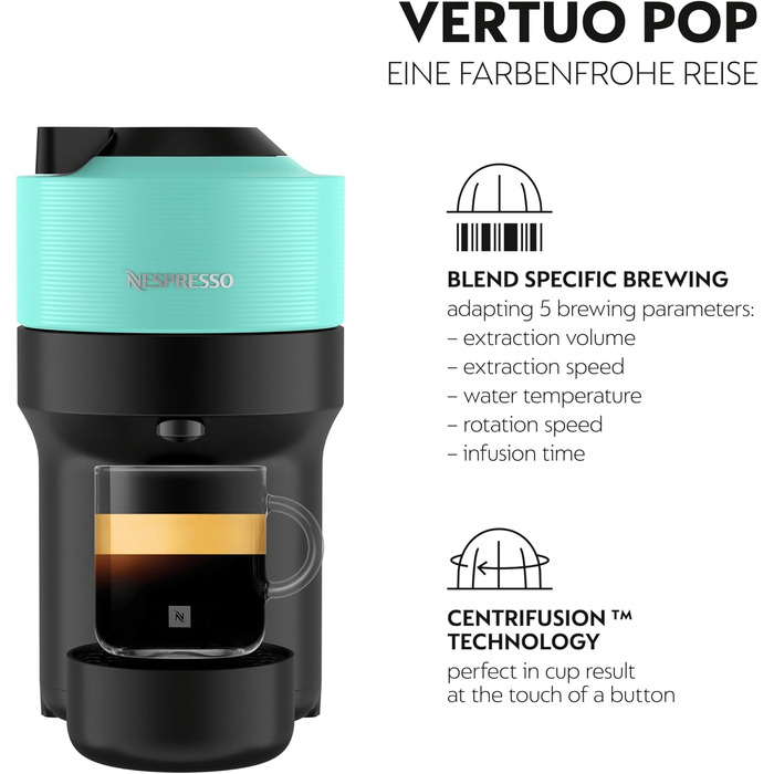 Nespresso Vertuo Pop Krups XN9204: Кавомашина капсульна, 560 мл, Aqua Mint